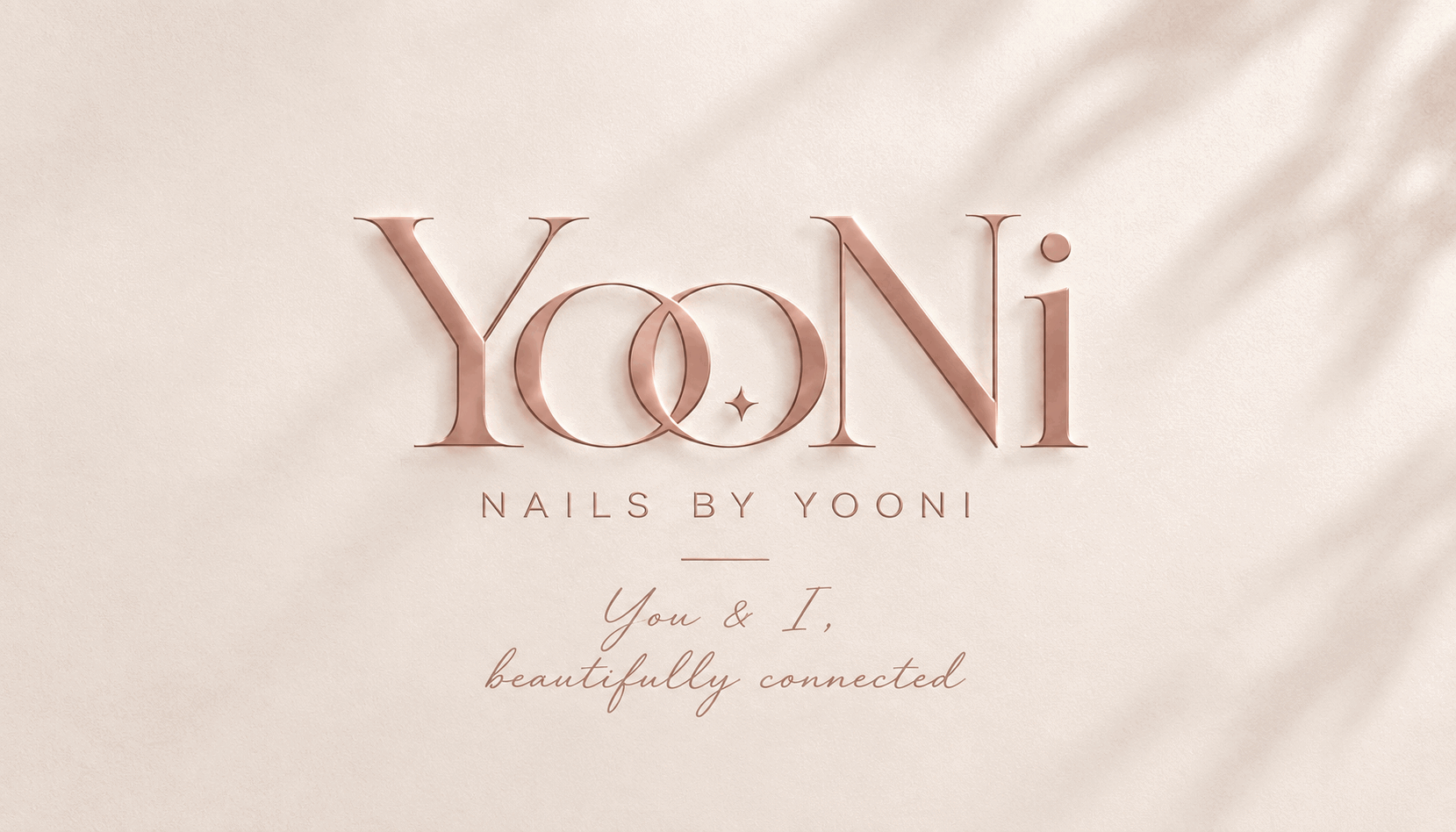 Original Nails by yooNi rose-gold logo with the words You and I, beautifully connected